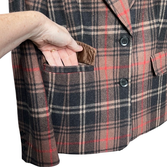 Chadwicks Wool‎ Blend Plaid Blazer Jacket Size 10 - Picture 3 of 10